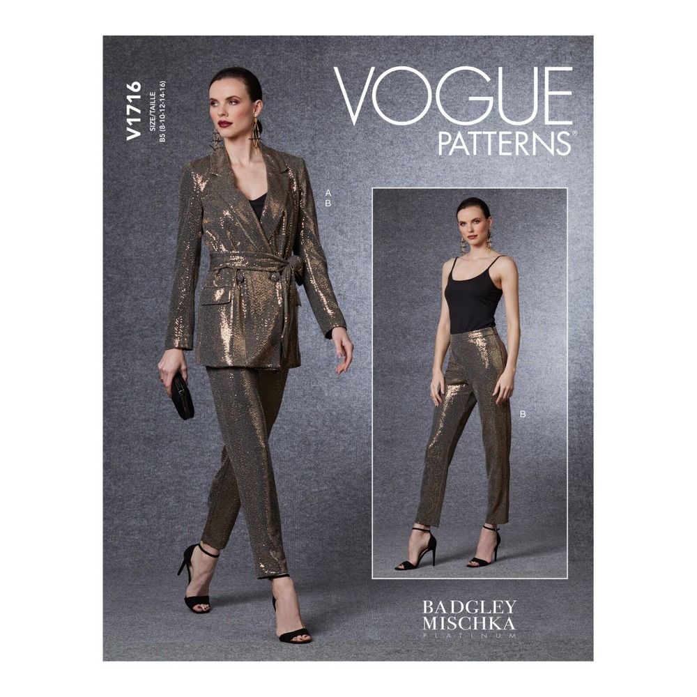 Vogue Badgley Mischka Misses Blazer, Belt & Pants, Size 16 - 24, R10640 (V1716)